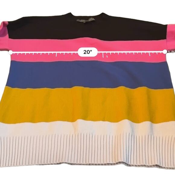 French Connection Multicolor‎ Striped Ribbed Pullover Long Sleeve Sweater Sz S - Picture 9 of 10